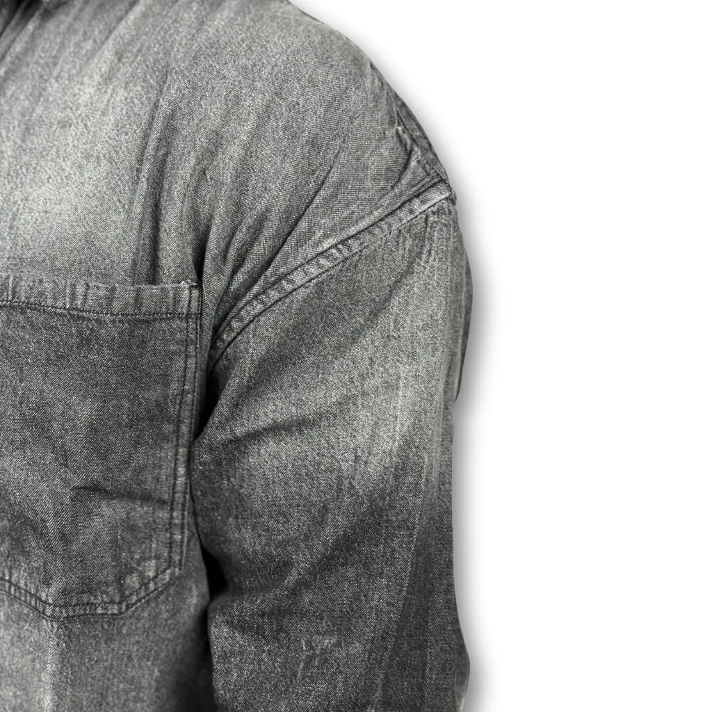 Oversized Washed Denim Shirt – Black