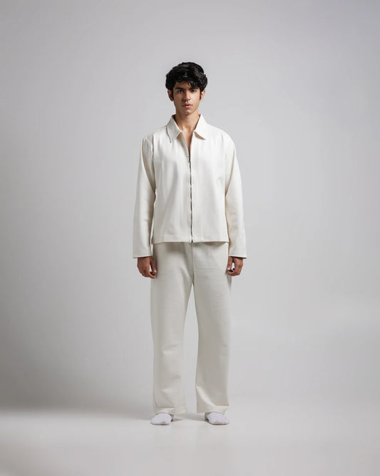 Oversized Classic Faux Leather Jacket – White