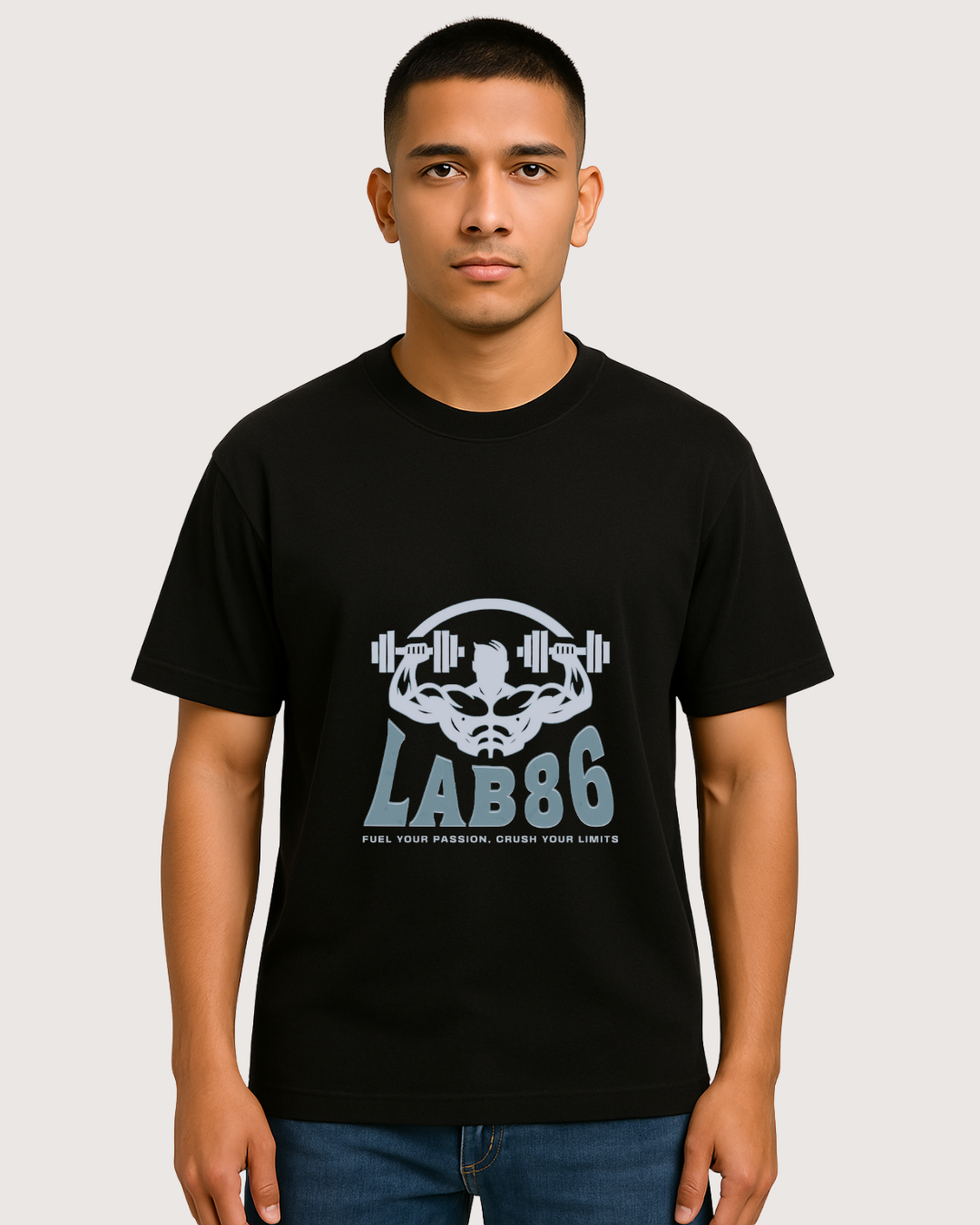 LAB86 Gym Power Graphic T-Shirt – 240 GSM Heavyweight Cotton