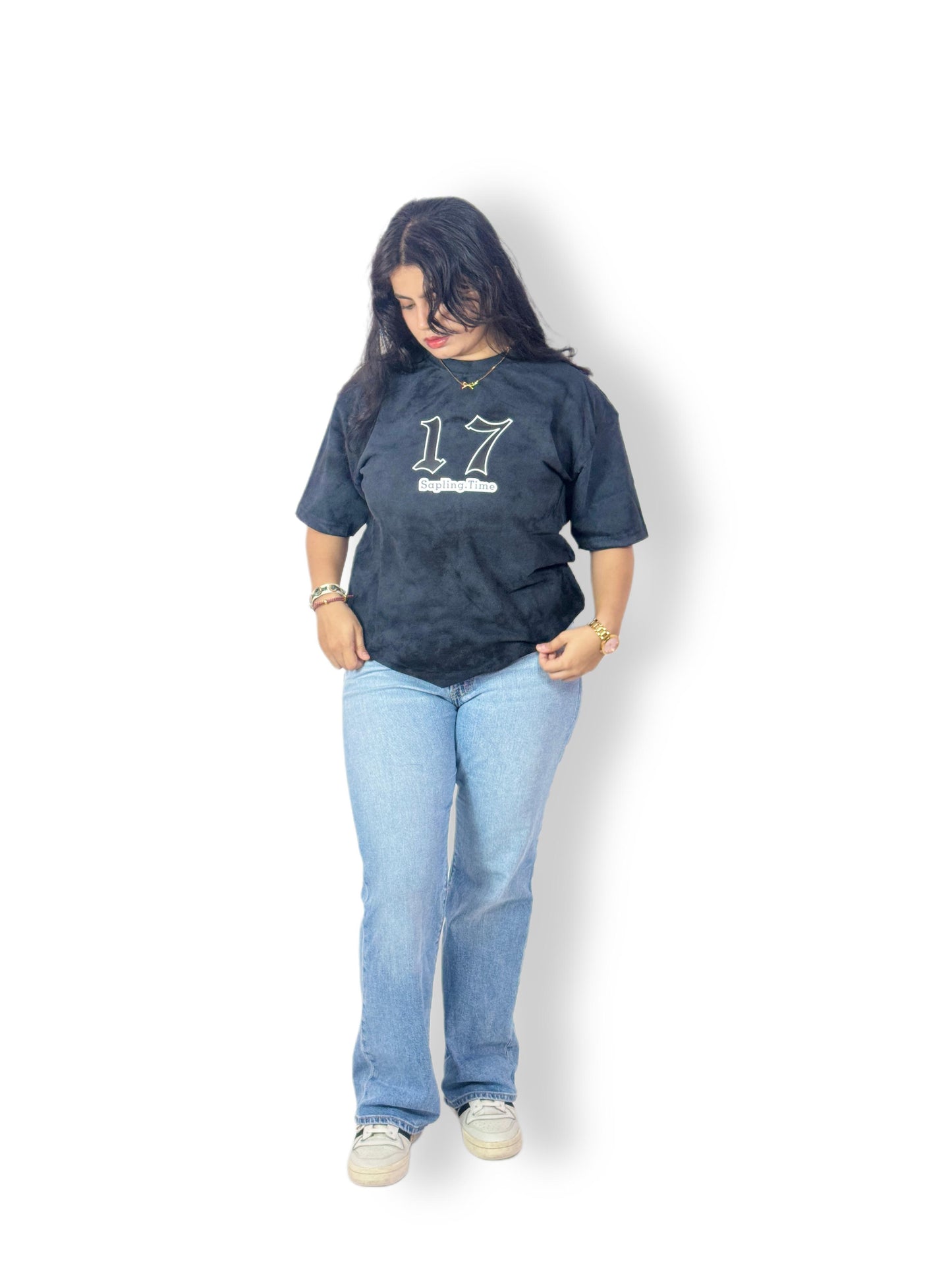 Sapling Time “17” Oversized T-Shirt – Black Tie-Dye Edition