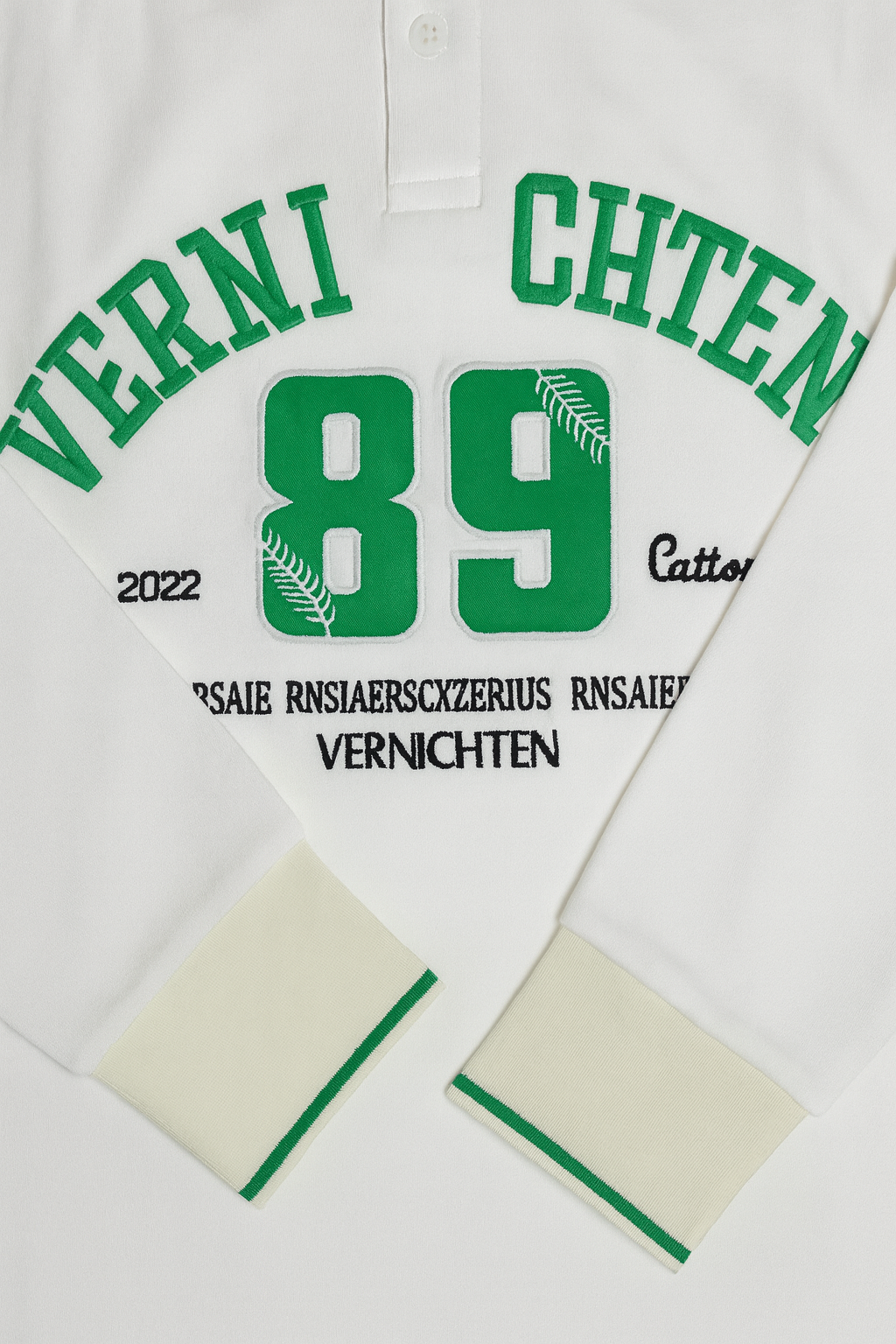 White Polo Collar Full Sleeve embroidery unisex ￼Sweatshirt – "89"