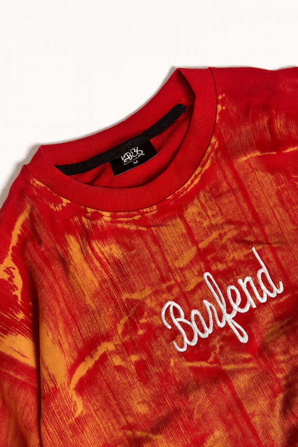Barfend Red & Orange Textured Oversized T-Shirt – Streetwear Edition