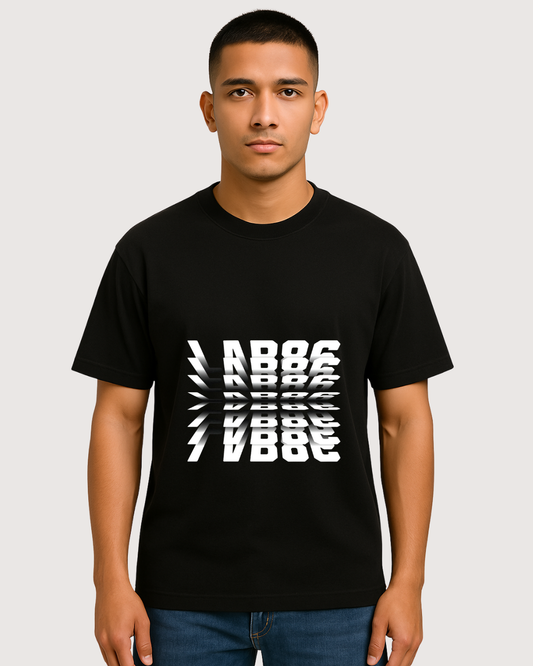 LAB86 Reflective Stacked Logo T-Shirt – 240 GSM Heavyweight Cotton