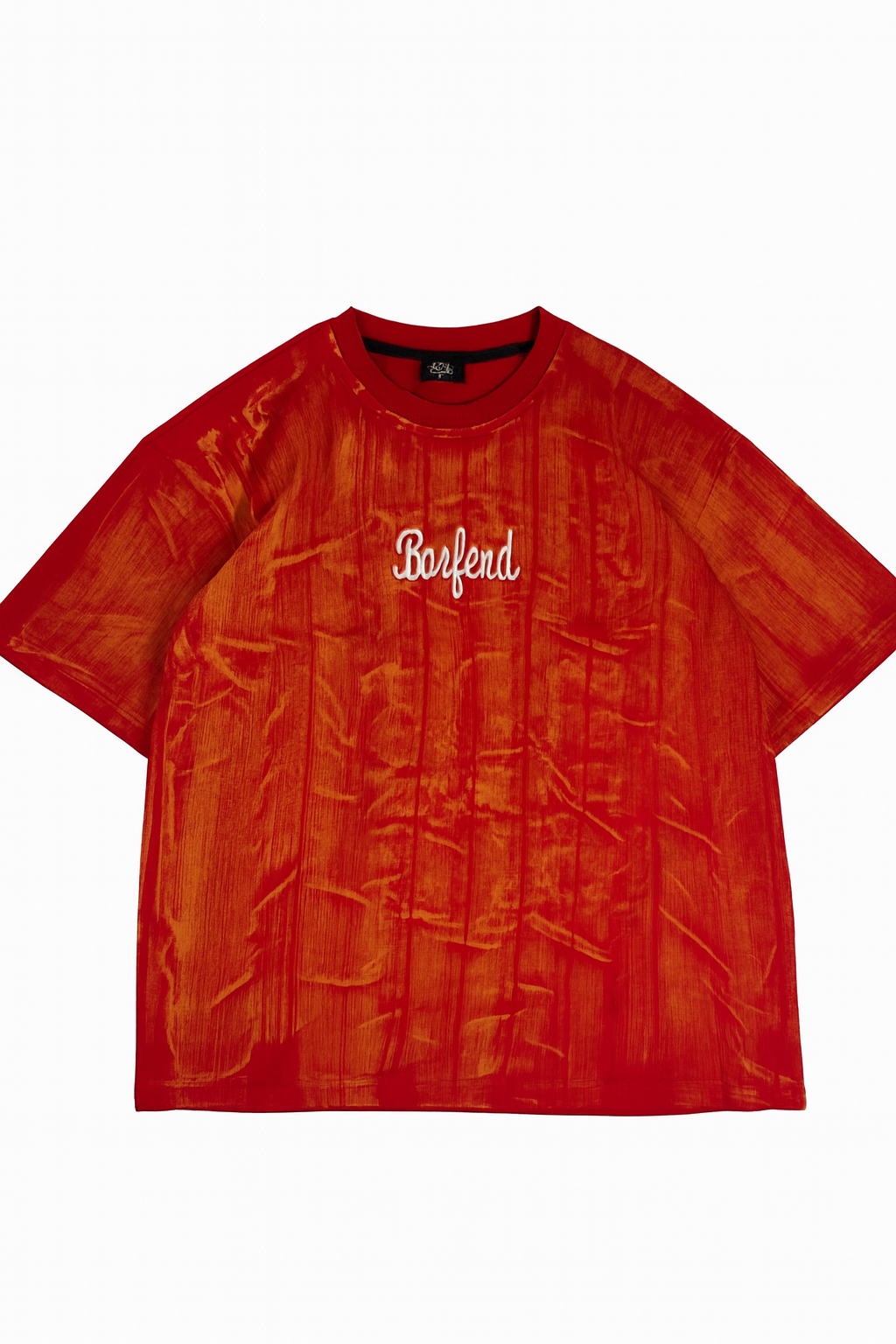 Barfend Red & Orange Textured Oversized T-Shirt – Streetwear Edition