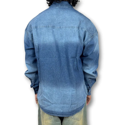 Oversized Indigo Denim Shirt – Dual Pocket Classic
