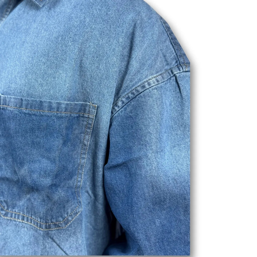 Oversized Indigo Denim Shirt – Dual Pocket Classic