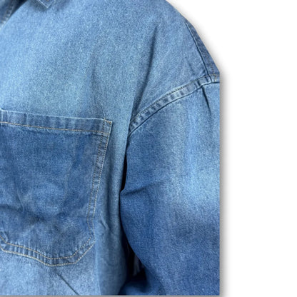 Oversized Indigo Denim Shirt – Dual Pocket Classic