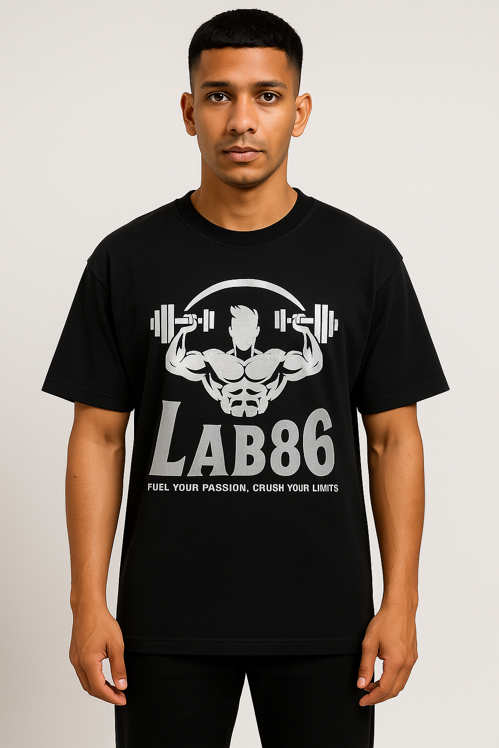 LAB86 Gym Power Graphic T-Shirt – 240 GSM Heavyweight Cotton