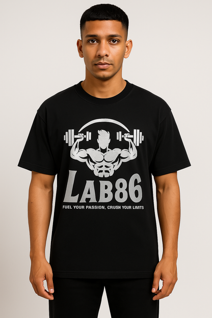 LAB86 Gym Power Graphic T-Shirt – 240 GSM Heavyweight Cotton