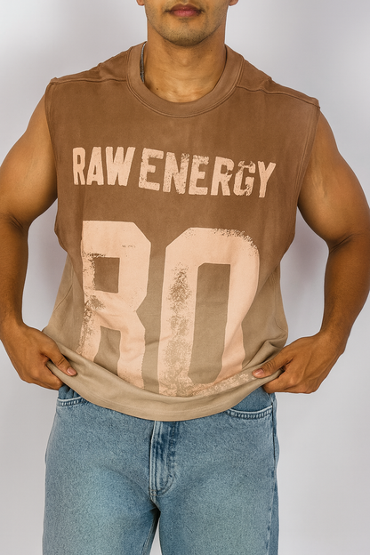 Raw Energy Sleeveless T-Shirt – Vintage Brown Ombre