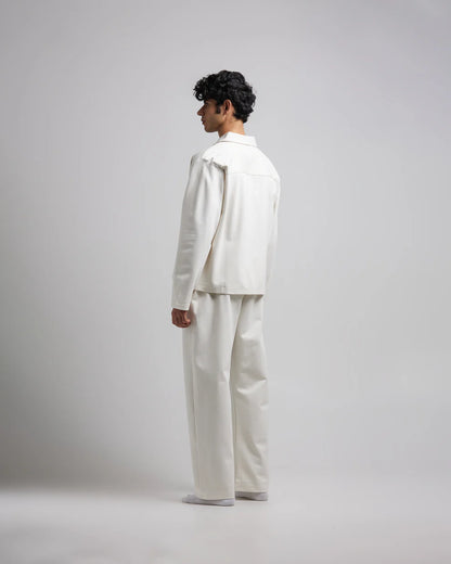 Oversized Classic Faux Leather Jacket – White