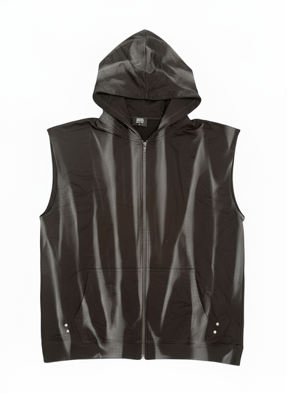 Men’s Sleeveless Zip-Up Hoodie – Black