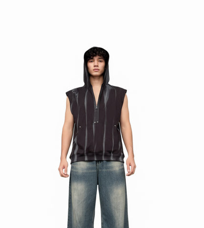Men’s Sleeveless Zip-Up Hoodie – Black