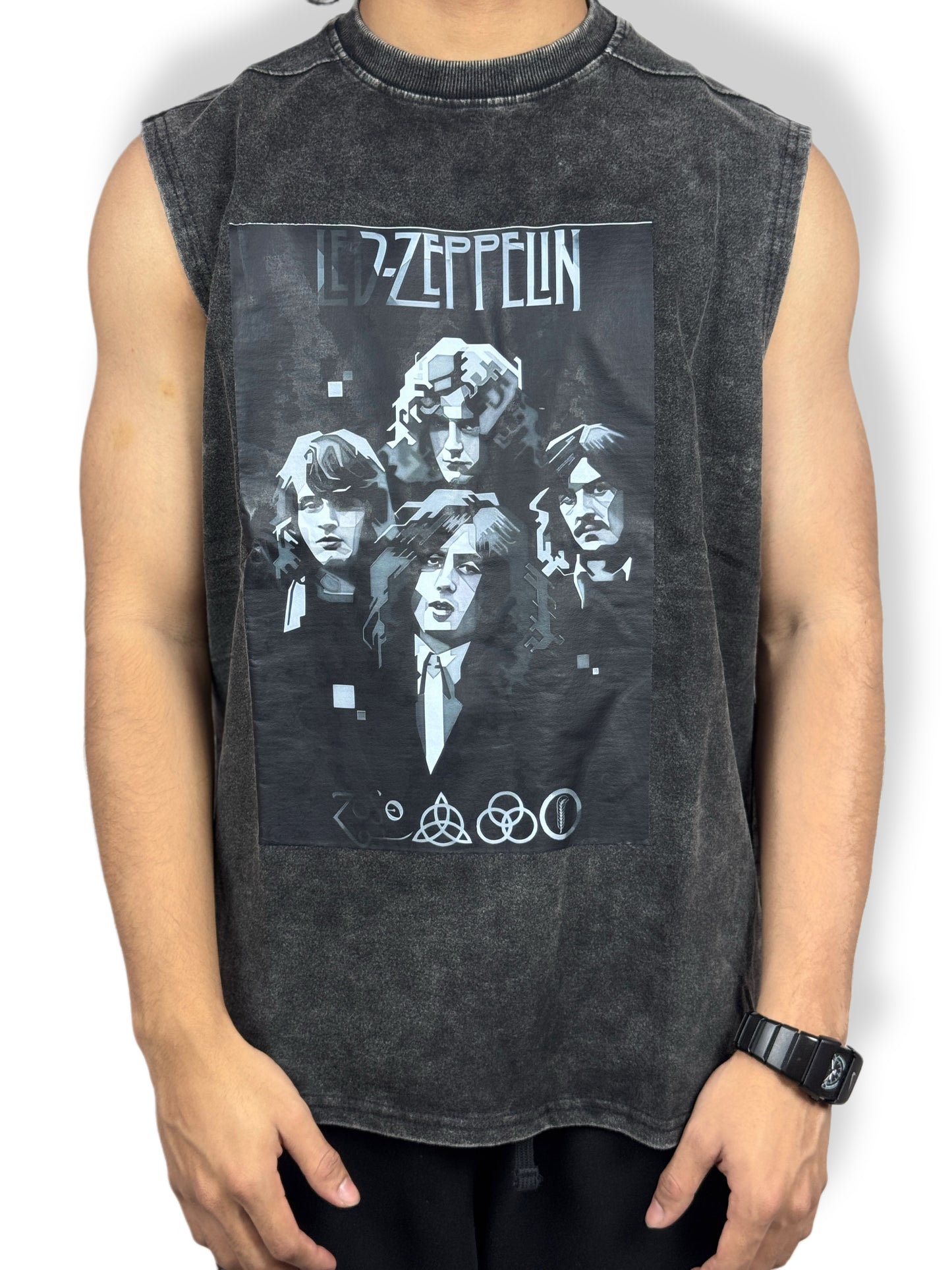 Led Zeppelin Vintage-Washed Sleeveless T-Shirt – 240 GSM Premium Cotton