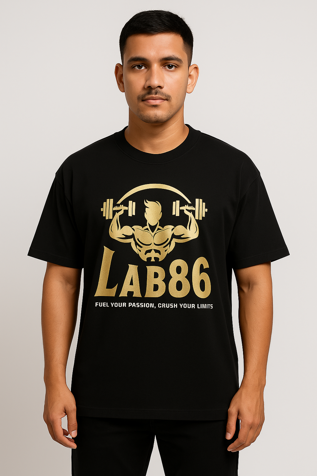 LAB86 Gym Power Graphic T-Shirt – 240 GSM Heavyweight Cotton