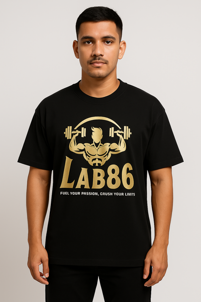 LAB86 Gym Power Graphic T-Shirt – 240 GSM Heavyweight Cotton