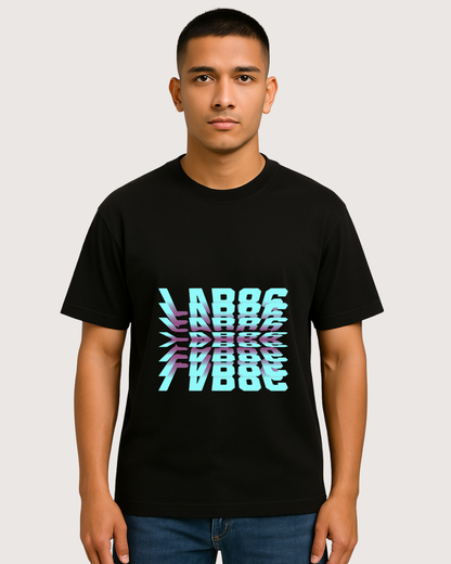 LAB86 Reflective Stacked Logo T-Shirt – 240 GSM Heavyweight Cotton
