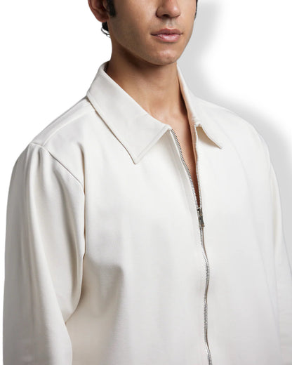 Oversized Classic Faux Leather Jacket – White