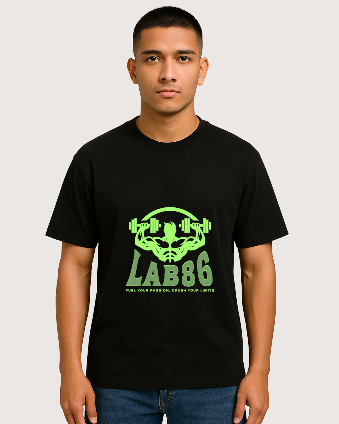 LAB86 Gym Power Graphic T-Shirt – 240 GSM Heavyweight Cotton
