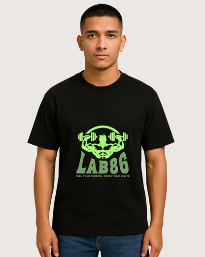 LAB86 Gym Power Graphic T-Shirt – 240 GSM Heavyweight Cotton