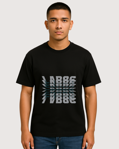LAB86 Reflective Stacked Logo T-Shirt – 240 GSM Heavyweight Cotton