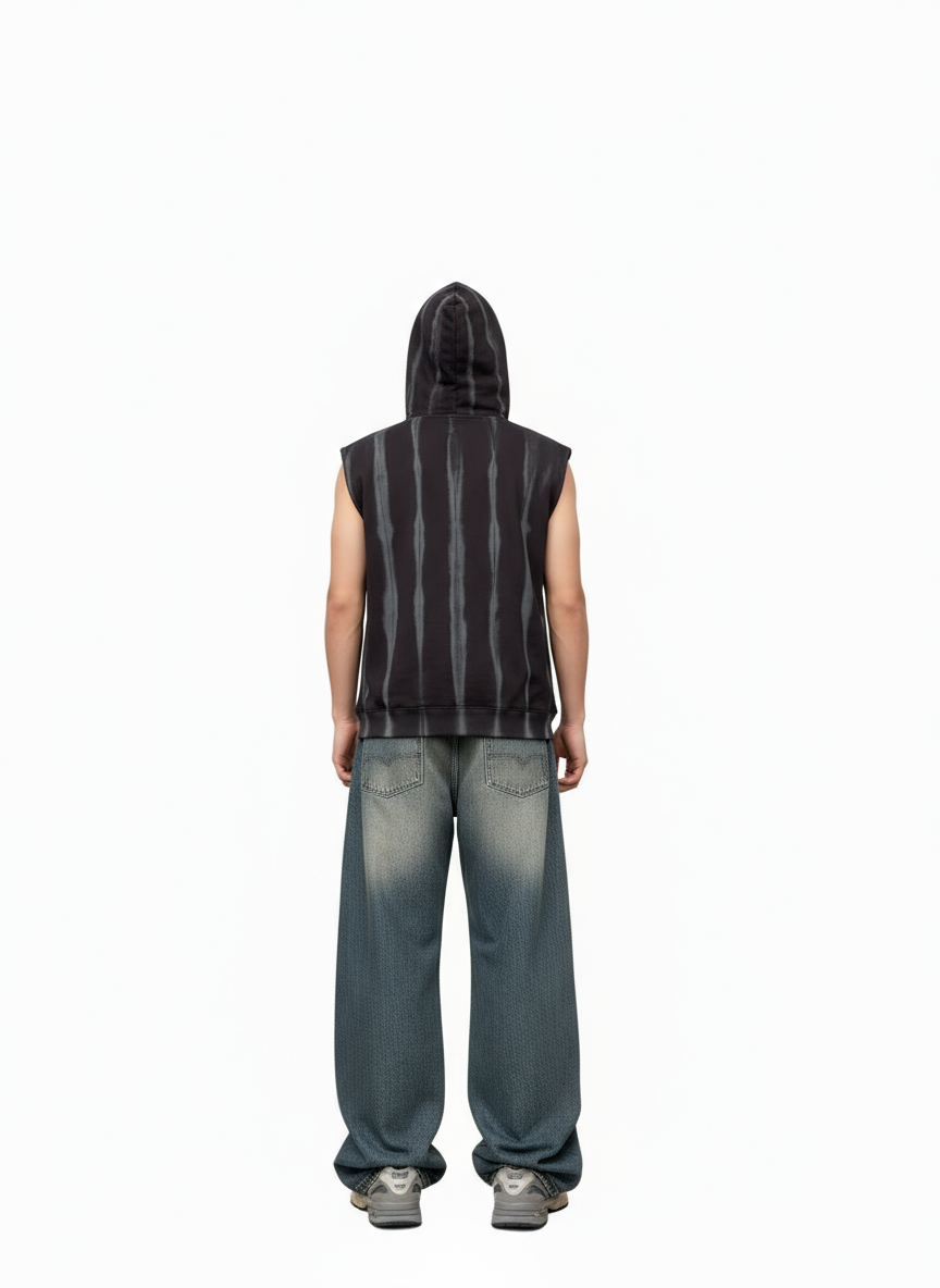 Men’s Sleeveless Zip-Up Hoodie – Black