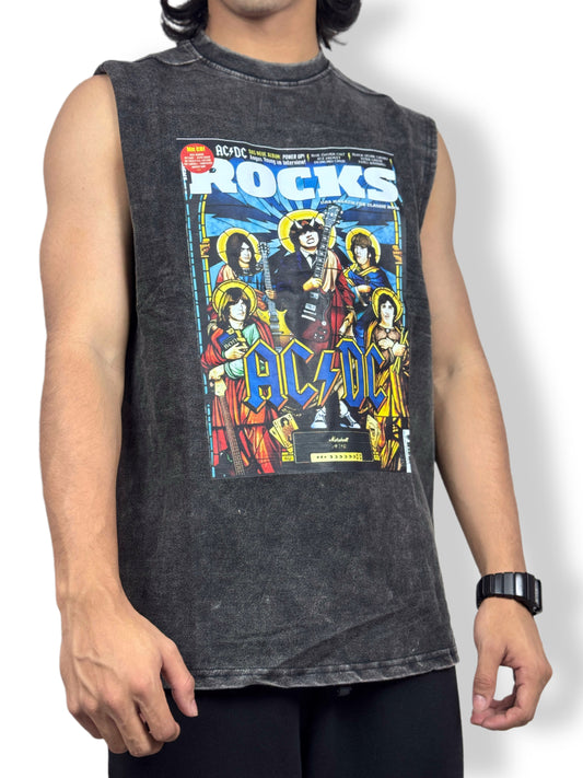 Vintage “Rocks Magazine” Sleeveless T-Shirt – Retro Washed Edition