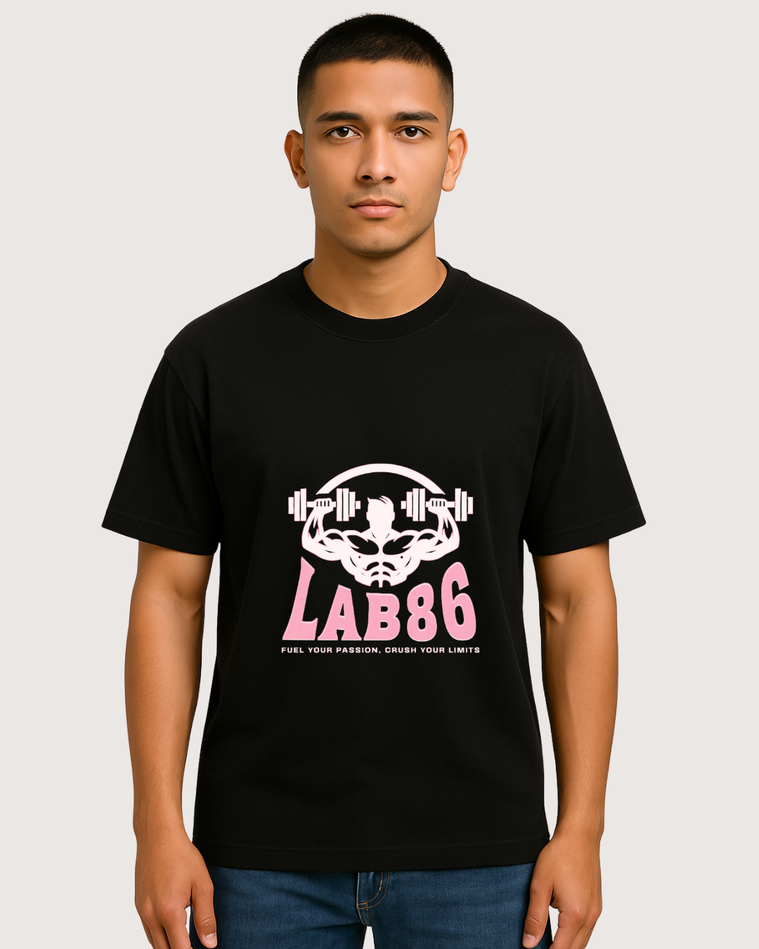 LAB86 Gym Power Graphic T-Shirt – 240 GSM Heavyweight Cotton