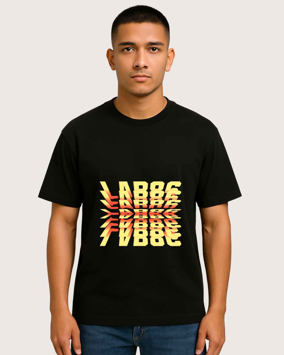 LAB86 Reflective Stacked Logo T-Shirt – 240 GSM Heavyweight Cotton