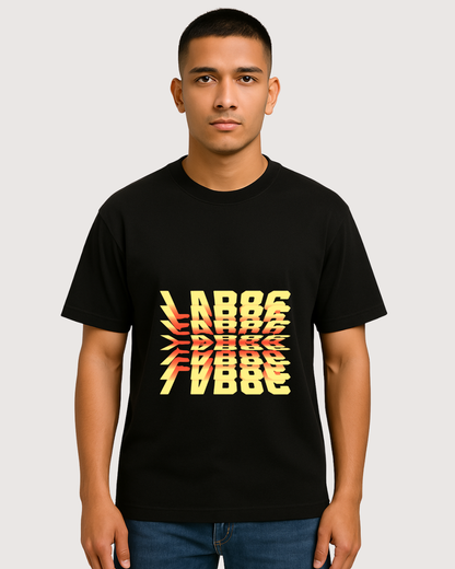 LAB86 Reflective Stacked Logo T-Shirt – 240 GSM Heavyweight Cotton