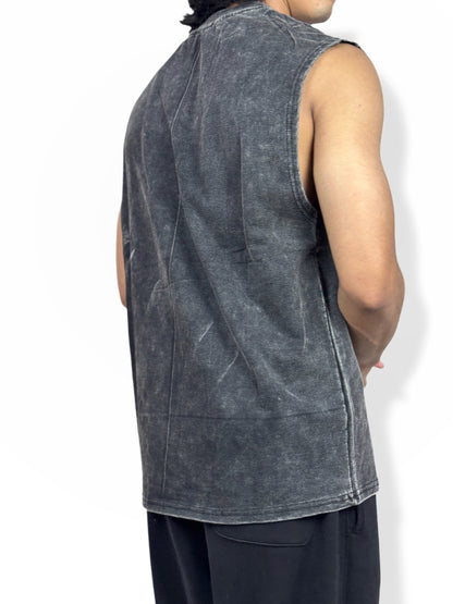 Nirvana Vintage-Washed Sleeveless T-Shirt – Heavy 240 GSM Cotton