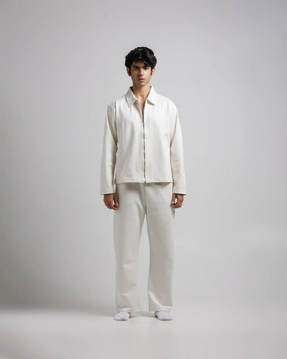 Oversized Classic Faux Leather Jacket – White