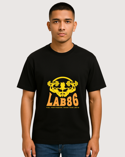 LAB86 Gym Power Graphic T-Shirt – 240 GSM Heavyweight Cotton