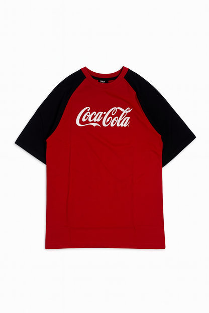 Coca-Cola Red & Black Raglan Sleeve T-Shirt – Classic Logo Edition
