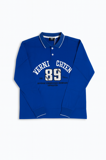 Blue Polo Collar Full Sleeve embroidery unisex Sweatshirt – "89"