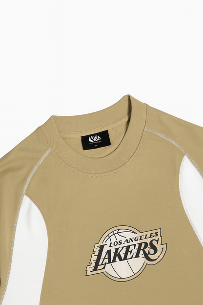 Los Angeles Lakers Beige & White Panel T-Shirt – NBA Fan Edition