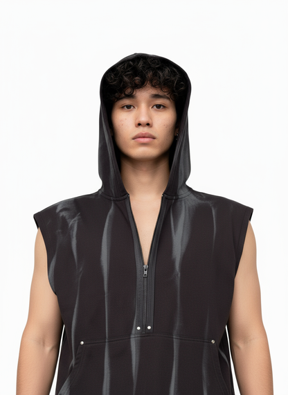 Men’s Sleeveless Zip-Up Hoodie – Black