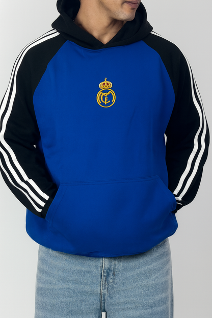 Royal Blue & Black Real Madrid Hoodie – Unisex semi oversized Casual hoodie