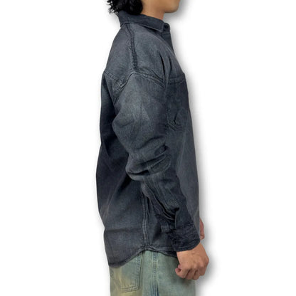 Oversized Washed Denim Shirt – Black