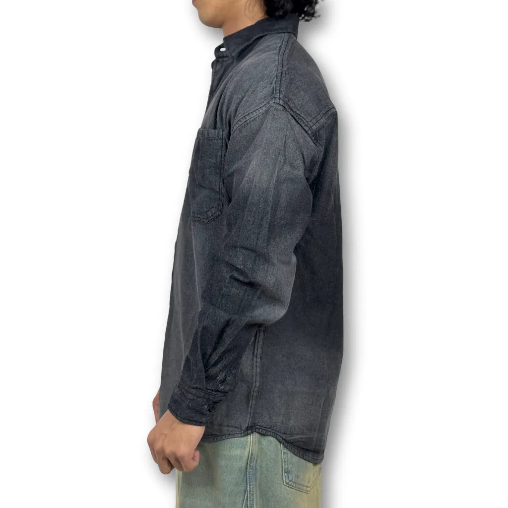 Oversized Washed Denim Shirt – Black
