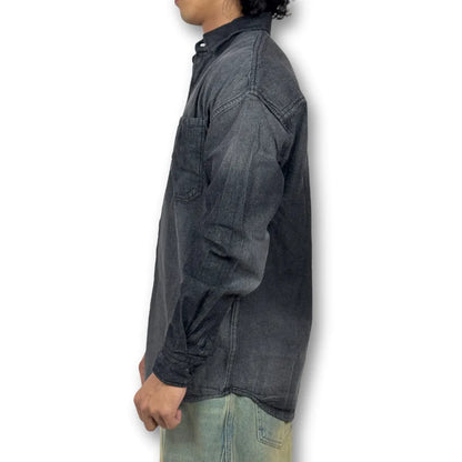 Oversized Washed Denim Shirt – Black