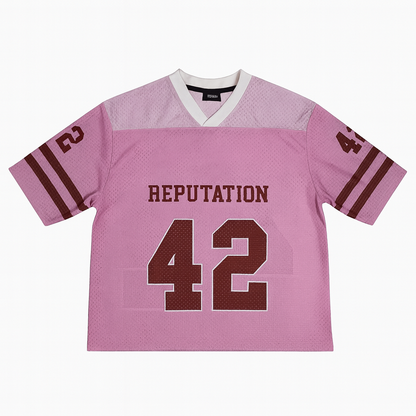 Reputation “42” Pink Mesh Football Jersey – Oversized Edition