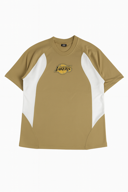 Los Angeles Lakers Beige & White Panel T-Shirt – NBA Fan Edition