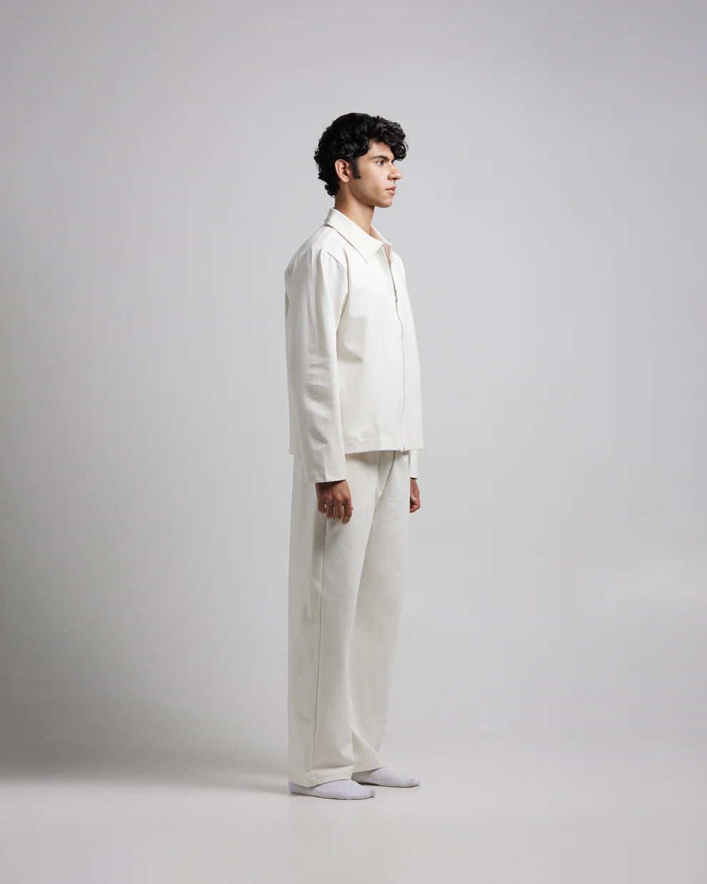 Oversized Classic Faux Leather Jacket – White