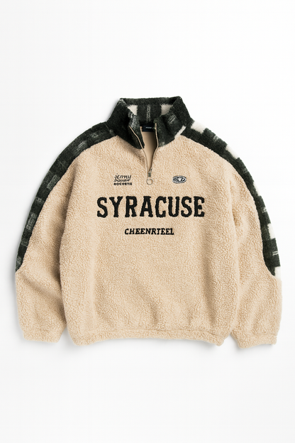 Beige Syracuse Sherpa Fleece Sweatshirt – Winter Pullover