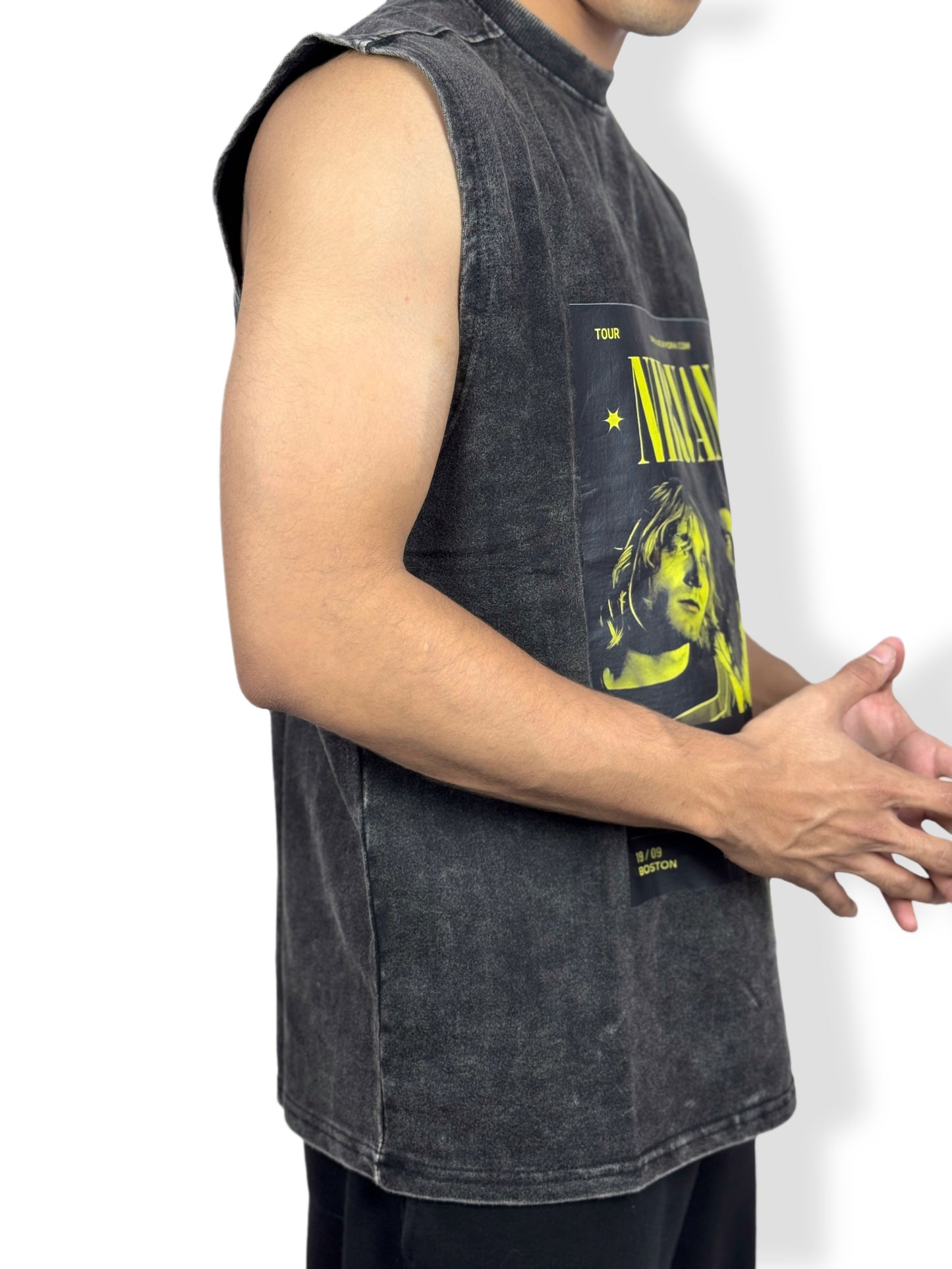 Nirvana Vintage-Washed Sleeveless T-Shirt – Heavy 240 GSM Cotton