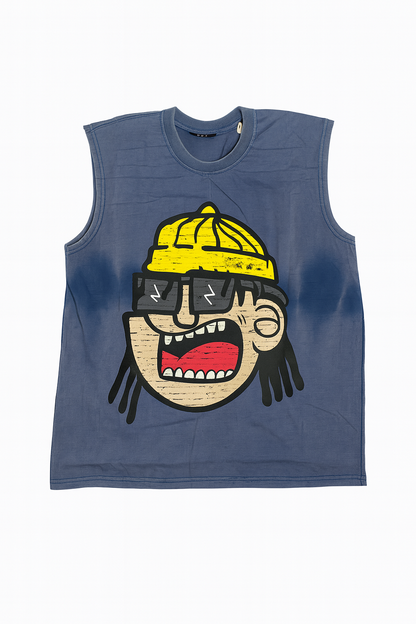 Street Graff Sleeveless T-Shirt – Washed Blue