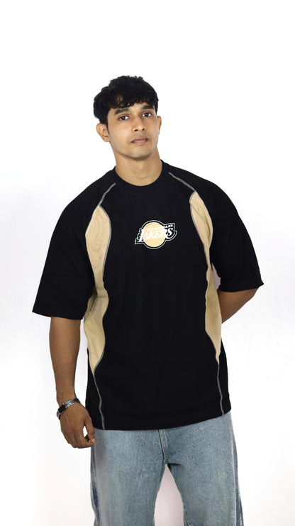 Los Angeles Lakers Black & Gold Panel T-Shirt – NBA Fan Edition