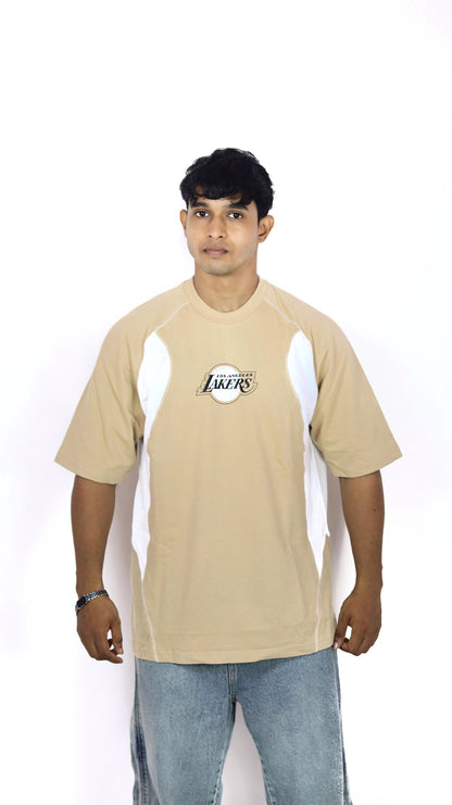 Los Angeles Lakers Beige & White Panel T-Shirt – NBA Fan Edition