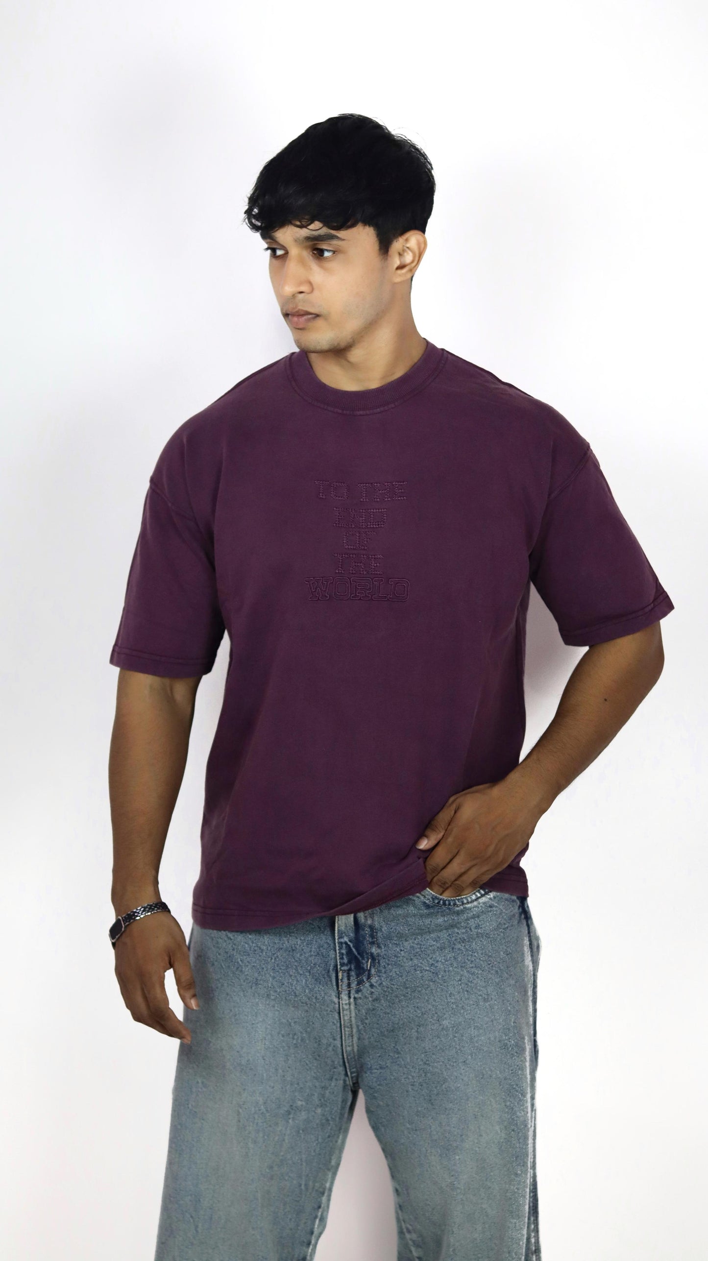 Embroidered Oversized T-Shirt – Vintage Plum Edition